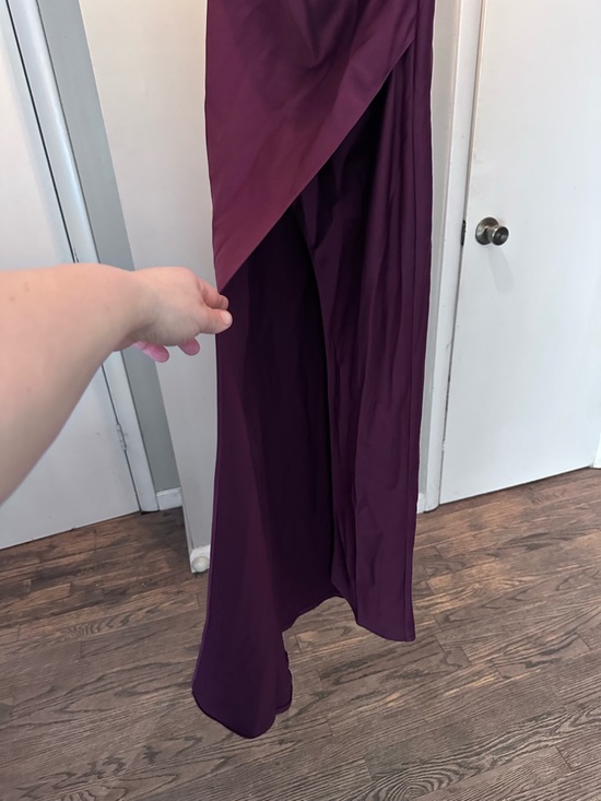 BHLDN Satin One-Shoulder Sheath Dress – Burgundy (Size 4) Prom Wedding Dress